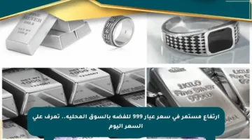 ارتفاع مستمر في سعر عيار 999 للفضة بالسوق المحلية.. تعرف على السعر اليوم